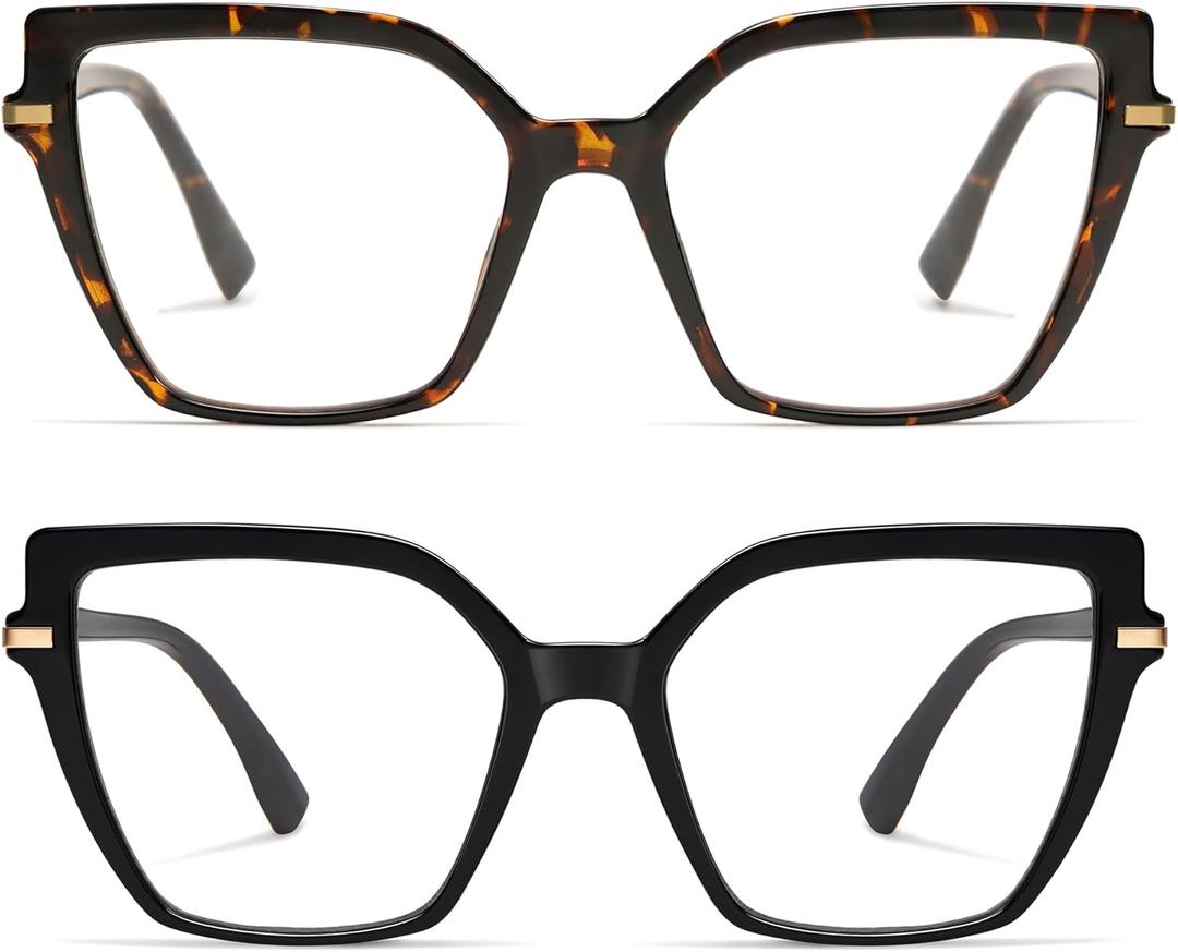 AMOMOMA Trendy Square Blue Light Blocking Reading Glasses for Women Women's Readers Spring Hinge AM6082