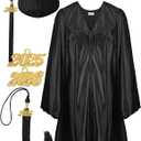 Geyoga Preschool and Kindergarten Graduation Gown and Cap, Tassel with 2025 Charm for Child (30, Black)