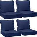 AAAAAcessories Outdoor Deep Seat Cushions, Waterproof, Fade-Resistant Patio Furniture Replacement Cushions, Set of 4, 24" x 24" x 5", Navy Blue