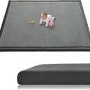 Baby Play Mat for Floor, 1.3 Inch Thick Memory Foam Tummy Time Mat with Non Slip Backing, Soft Coral Velvet 59X71 Inch Playpen Mat Crawling Tatami for Infants Toddlers Kids, Dark Gray