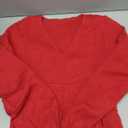 V FOR CITY Maternity Sweater Dress for Baby Shower Party Wrap V Neck Puff Sleeve Tie Waist Pleated Midi Dresses (Small, Red)