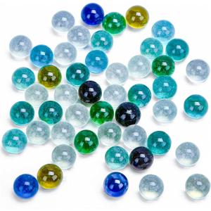 POPLAY 50 PCS Beautiful Player Marbles Bulk for Marble Games,Multiple Colors(1 Whistle for Free)