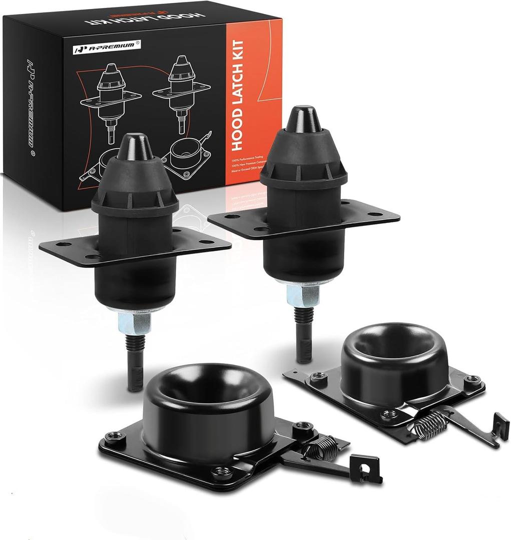 A-Premium Hood Release Latch Set | Compatible with 2004-2018 Volvo Truck VN VNL, 4PCS Front Upper & Lower Hood Latches, Driver and Passenger Side Hood Latch Set