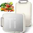 Titanium Cutting Board for Kitchen, Cutting Boards Non Toxic Double Sided Metal Pure Titanium and Wheat Straw PP Chopping Board Food Grade Easy to Clean Large Size 16"*10"*0.9"(White)