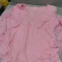 SAUNGKUAI Women's V Neck Lace Bodysuit Long Sleeve Bodysuits Double Lined Going Out Tops Y2K Trendy Thong Outfits (XL, Pink)
