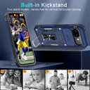 DEERLAMN Case for Google Pixel 9A with Slide Camera Cover+Screen Protector (1 Pack), Rotated Ring Kickstand Military Grade Shockproof Protective Cover-Navy Blue