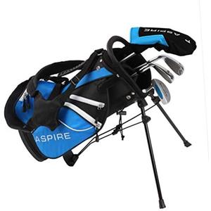 Aspire Junior Plus Kids Golf Clubs for Ages 3-12 (5 Groups) - Boys & Girls Right-Handed Kids Golf Set with Lightweight Stand Bag, Graphite Shafts & Aircraft-Grade Aluminum