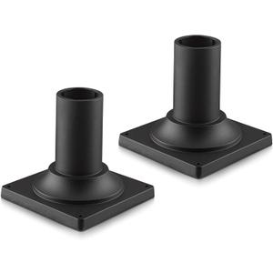 Black Pier Mount Base 2 Pack, HWH Cast Aluminum Post Light Mount Base Adapter for Above 3'' Diameter Stub Post, 5HW38PA-2PK BK