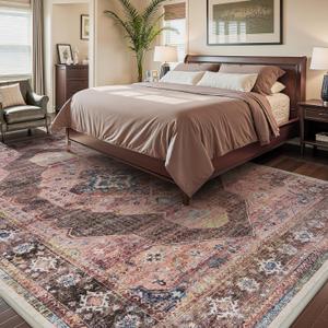 Engiw-Pink Brown 5x7 Area Rugs for Bedroom Living Room Rug Girl Nursery Rug for Study Room Dining Room Rugs Carpet Washable Easy Care Non Slip Soft