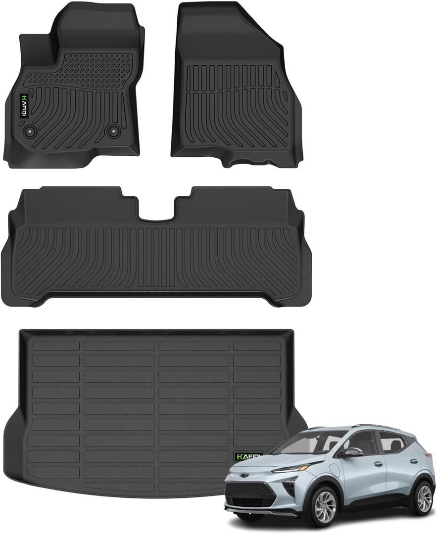 All Weather Car Floor Mats & Cargo Liner for Chevrolet Chevy Bolt EUV 2022 2023 2024 (Not EV) Custom Fit Full Set Accessories - Black