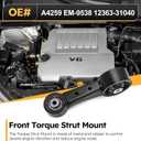 12363-31040 Front Torque Strut Mount for 2007-2015 Lexus Toyota, RX350 Camry Highlander Avalon 3.5L V6 - Front Engine Motor Transmission Mount Replace# A4259 EM-9538 1236331040