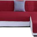 Double Side L Shape Couch Cover Sectional Sofa Covers Set Chaise Couch Cover Slip Covers for Sofas Couches Sectional Furniture Protector Cover (Medium,Red)