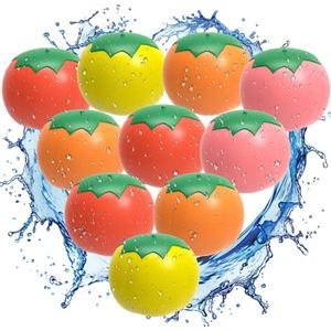 Tomato-Shaped Reusable Water Balloons - 10-Pack Silicone, Self-Sealing, Quick-Fill, Eco-Friendly, Fun for Kids & Adults, Ideal for Pool & Beach - AMTIFO