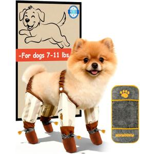 Dog Suspender Boots, Outdoor Anti Dust Pants with Shoes for Dogs, Adjustable Anti Slip Paw Protector Booties for Small & Medium Dogs(M)