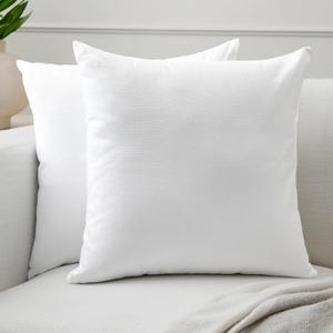 Encasa XO Throw Pillow Covers 12x12 in Set of 2 White | No Inserts | Cotton Pillow Covers for Living Room, Bed, Sofa, Couch | Decorative Cushion Covers with Improved Zipper