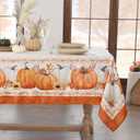 Softalker Fall Jacquard Rectangle Tablecloth, Thanksgiving Pumpkins Waterproof Table Cloth, Autumn Harvest Washable Table Cover for Holiday, Dining, Party Decor, 60 x 120 Inch