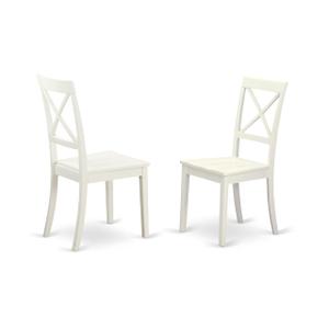 East West Furniture - 2 Solid Wood Seat Chairs, 36x36 Inch, Linen White