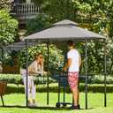 FAB BASED 5x8 Grill Gazebo with Extra Awning, All-Weather Steel Construction, Double Tiered & Resistant Canopy Roof, Metal Serving Shelves, 2 LED, Bottle Opener for Patio, Backyard, BBQ (Light Gray)
