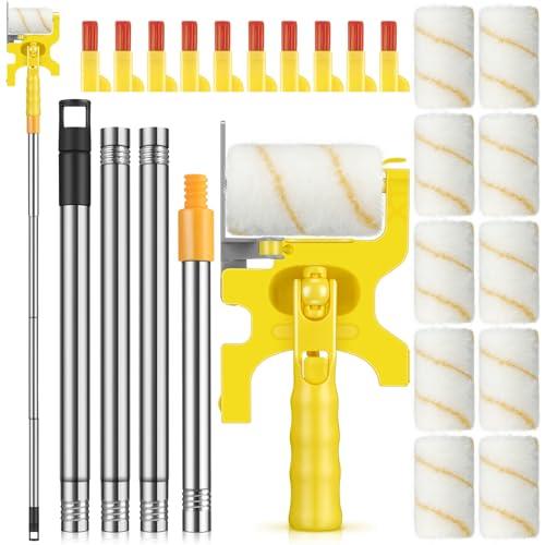 Leumoi 22 Paint Edger Kit Handheld Paint Edger Roller Brush with 10 Replacement Roller 10 Brush and Extension Pole for Home Wall Ceiling Indoor Outdoor
