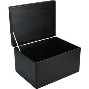 Creative Deco Large Black Wooden Box Storage with Hinged Lid | 15.8x11.8x9.44in (+-0.5) | Keepsake Gift Box Storage Document | Wood Chest Trunk PRODUCT NOT INTENDED FOR 15 YEARS OR BELOW