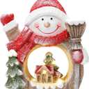 Snowman Christmas Decorations Classic Resin Snowman Figurines with LED Lights, Ideal Indoor Decorations for Home That Can be Used for Christmas Table Decor
