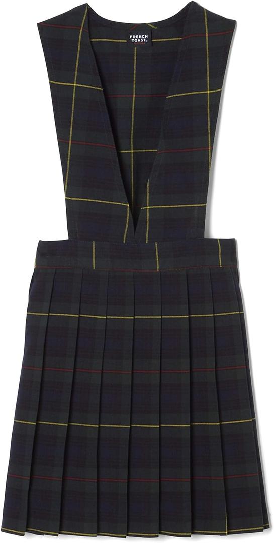 French Toast girls V-neck Jumper (6X, Green Plaid)