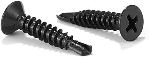#8 x 1" Sheet Metal Screws 100Pcs 410 Stainless Steel Flat Head Fast Self Tapping Screws Black Oxide by SG TZH