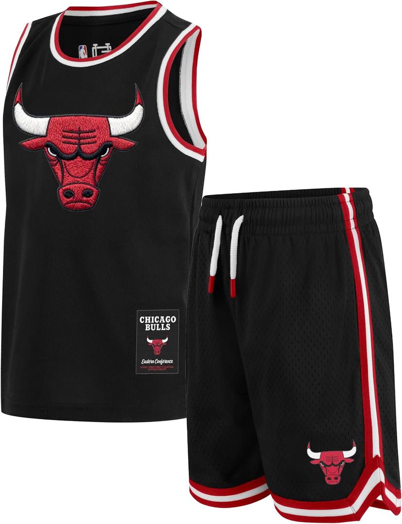 Ultra Game Boys NBA Official Super Soft Jersey Tank Top & Basketball Shorts Set (10-12, Black)