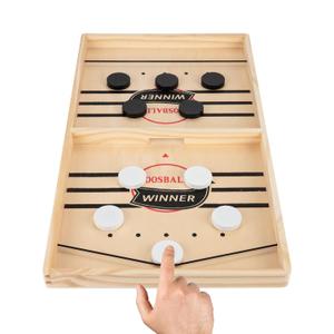Fast Sling Puck Game - Wooden Hockey Table Board Game with Spare Parts | Indoor 2 Player Tabletop Fast-Paced Slingshot Battle for Adults, Kids & Family Night or Friends Party | Large Size Fast Sling Puck Game - Wooden Hockey Table Board Game with Spare Parts | Indoor 2 Player Tabletop Fast-Paced Slingshot Battle for Adults, Kids & Family Night or Friends Party | Large Size
