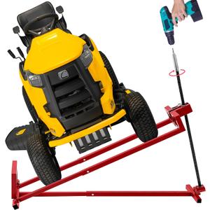 Lawn Mower Lift Jack, TUNTENDO Lifting Platform 882 Lbs Capacity Telescopic Maintenance Jack for Garden Tractors & Riding Lawn Mower with Manual Handle & Power Tool Extension Handle (Red)