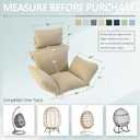 Egg Chair Cushion with 8 Securing Straps, Water-Repellent & Fade-Resistant Faux Linen, Removable Cover, Replacement Cushion for Most Single Outdoor Hanging Swing Egg Chairs Nature