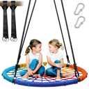 Trekassy 750lbs 40" Spider Web Saucer Tree Swing for Kids Adults, Outdoor Net Swing with Steel Frame and 2 Hanging Straps-Rainbow (Patented)