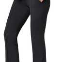 IUGA Soft Maternity Pants Over The Belly with Pockets Stretchy Maternity Clothes for Work Pregnancy Flare Maternity Leggings (Medium, Black)