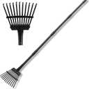 Small Rakes for Garden Beds,11 Tines Heavy Duty Metal Yard Hand Rake with 63in Adjustable Handle,Ideal Gardening Rakes for Gathering Leaves,Shrub,Dog Poop,Garden Flower Beds