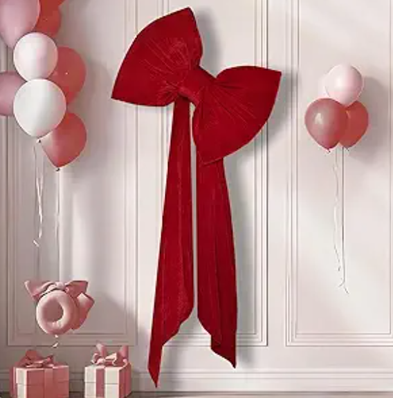 Large Bow Big Coquette Bow Giant Bow for Backdrop Party Wedding Birthday Baby Shower Room Wall Decor Christmas Tree Decoration (Burgundy)