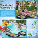 Leitee 4 Pcs Inflatable Ice Serving Bars Buffet Serving Tray Drink Cooler for Pool Party Inflatable Ice Tray Floating Food Drink Containers with Drain Plug and a Hand Pump, 2 Sizes