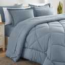 CozyLux King Size Comforter Set Dusty Blue - 7 Pieces Bed in a Bag King, Luxury Soft Bed Set for All Seasons, Bedding Set with Down Alternative Comforter, Sheets, Pillowcases & Shams, Grayish Blue