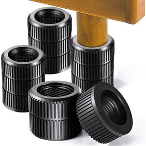 Round Furniture Risers 4-Packs Adjustable Table Leg Extenders, Stackable(1.3"-3.7" High) Heavy Duty Anti-Slip Bed Risers for Couch, Desk, Chair, Cabinet, Dorm Underbed Storage(Black, 3-Layers)