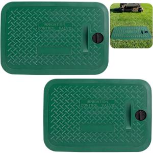 EBaokuup 2 Pcs 12 x 17 Inch Irrigation Valve Box Cover, Rectangular Sprinkler Valve Lids with Plug, Sprinkler Valve Cover Replacement for Outdoor Irrigation Watering Equipment