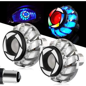 1.9inch Motorcycle Tail Light with Turn Signals BAY15D 1157 LED Bulbs with RGB Ange Eye.(2-Pack).