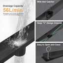 Linear Shower Drain, 24 Inch Matte Black 304 Stainless Steel Shower Drain with Tile Insert Panels, Long Rectangle Shower Floor Drain with Adjustable Feet, Hair Catcher, Fits Bathroom, Balcony