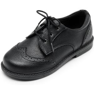 DREAM PAIRS Boys Girls Dress Shoes Kids School Uniform Formal Casual Oxfords for Toddler Little Kid (Black), Size 8