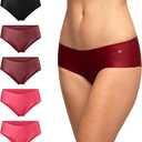 DANISH ENDURANCE Women's Hipster Panties, Seamless No Show Underwear, Invisible Comfort, Tag Free, 3 or 5-Pack (Medium, Multicolor (1x Black, 2x Pink, 2x Ruby))