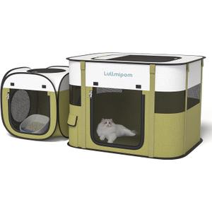 2-in-1 Foldable Cat Tent, Pop-Up Cat Play Tent with Breathable Mesh, Portable Collapsible Cat House for Indoor Cats, Suitable for Indoor & Light Outdoor Use