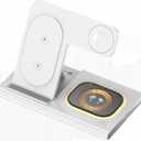3 in-1 Wireless Charger, Support Fast Charging and Multi-Function Wireless Charging (White (Suitable for iPhone, AirPods, Iwatch))
