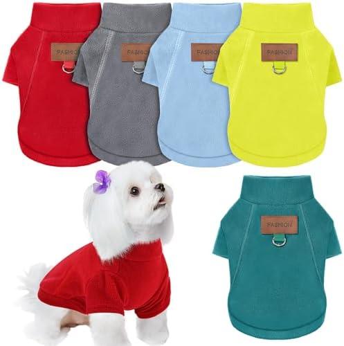 Sunnymove 5 Pcs Fleece Dogs Sweaters for Small Medium Large Puppy Cat Pet Winter Soft Warm Pullover Jumper Turtleneck Sweatshirt Clothes Apparel Outfit (Medium)