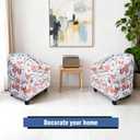 Club Chair Slipcover Printed 2 Piece Round Barrel Chair Cover Tub Armchair Covers with Elastic Bottom Chair Coverings Furniture Protector for Bar Counter (White+red Flower)