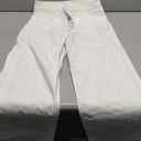 Sidefeel Women's Wide Leg Jeans High Waisted Stretchy Raw Hem Zimbaplatinum Denim Pants, Size 6, White