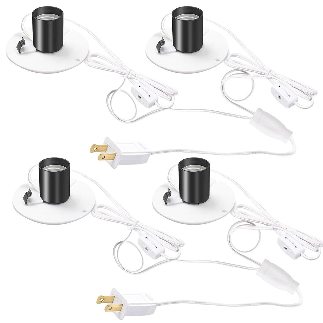 Blow Mold Light Kit Replacement,for MB48 E27 E26 Single Bulb Cord Kit for Salt Lamp,for Halloween,Christmas,Craft Indoor Outdoor Decorations,Salt Lamp Base with Switch Plug(2 Pieces)  (White 2 Set)