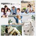 coowoz Lightweight School Bag Casual Daypack College Laptop Backpack for Men Women Water Resistant Travel Rucksack for Sports High School Middle Bookbag for girls White Small